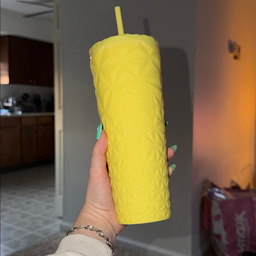 Starbucks Yellow Textured Tumbler with Straw